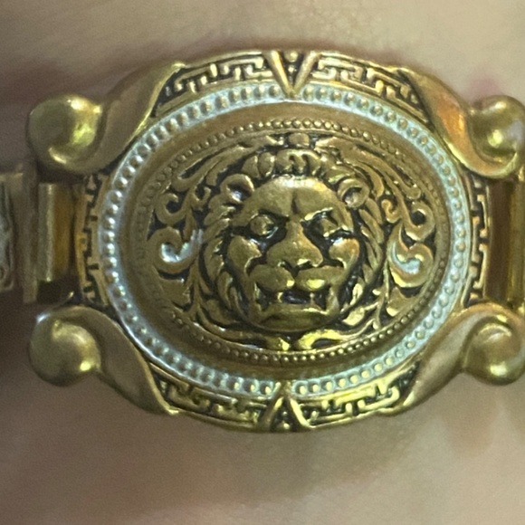 Vintage damascene Toledo ware lions head metal bracelet - Picture 3 of 16